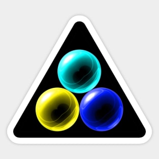 Triangle with Light Blue, Blue and Yellow Glass Balls Sticker